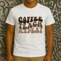 Coffee Teach Repeat Retro Teacher Gift T-Shirt thumb 3