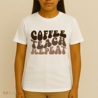 Coffee Teach Repeat Retro Teacher Gift T-Shirt thumb 4
