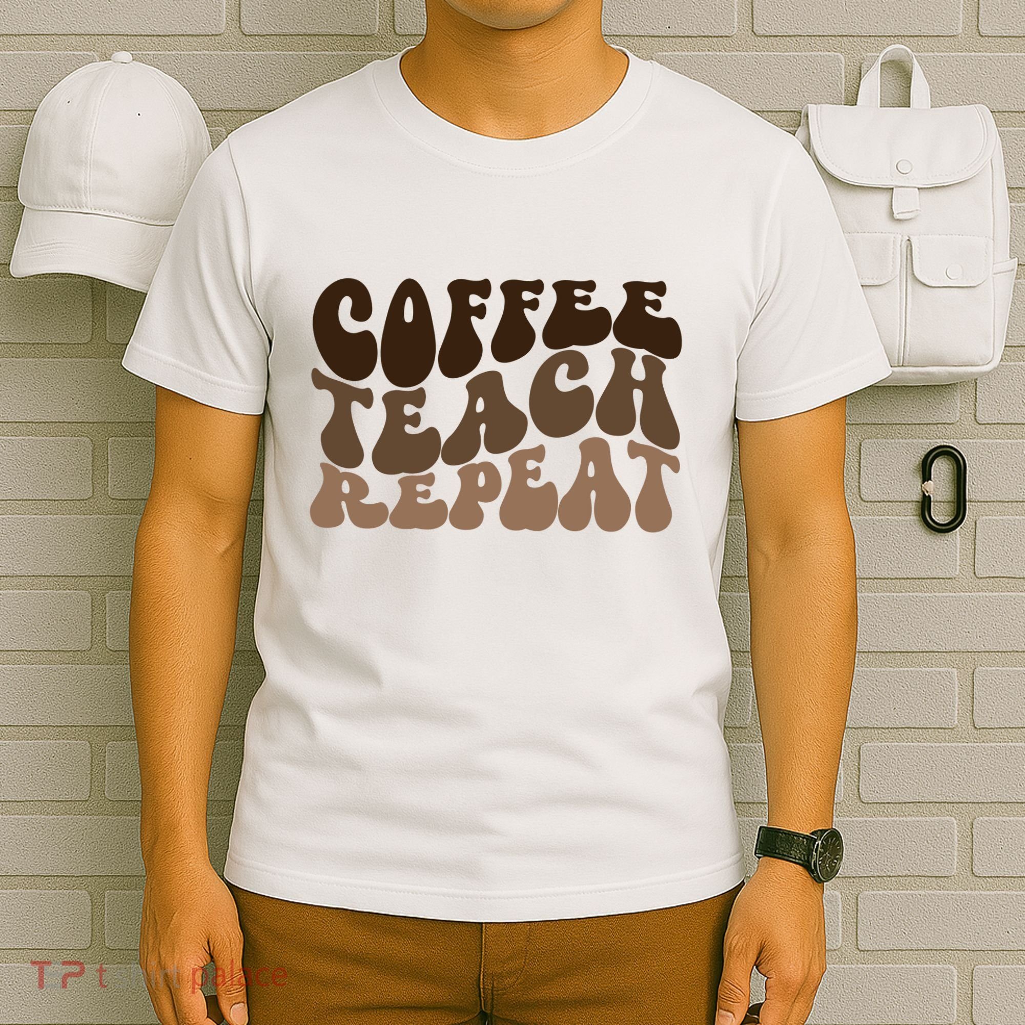 Coffee Teach Repeat Retro Teacher Gift T-Shirt