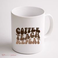 Coffee Teach Repeat Retro Teacher Gift Coffee Mug thumb 1