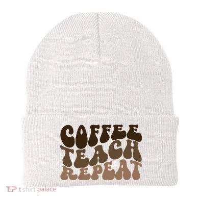 Coffee Teach Repeat Retro Teacher Gift Beanie