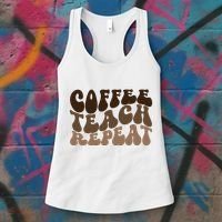 Coffee Teach Repeat Retro Teacher Gift Women's Tank Top thumb 3