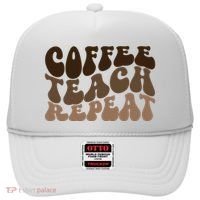 Coffee Teach Repeat Retro Teacher Gift Hat thumb 0