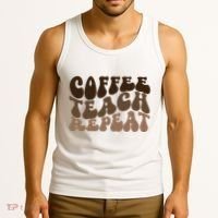 Coffee Teach Repeat Retro Teacher Gift Tank Top thumb 3