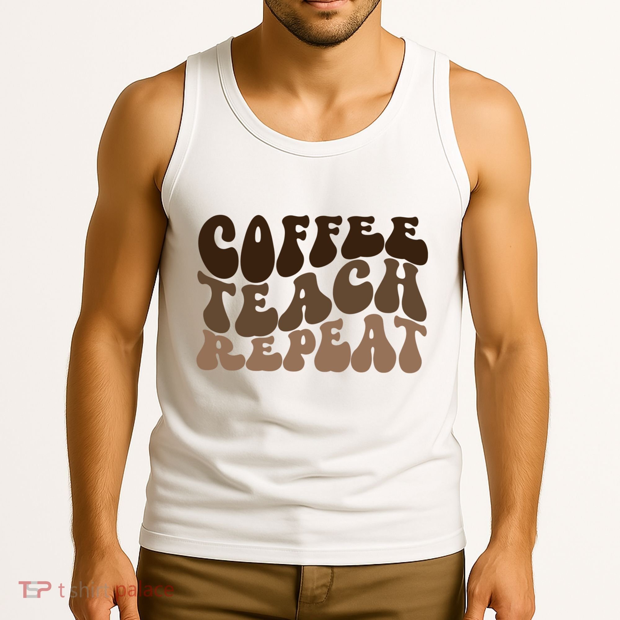 Coffee Teach Repeat Retro Teacher Gift Tank Top