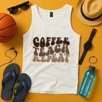 Coffee Teach Repeat Retro Teacher Gift Tank Top thumb 4