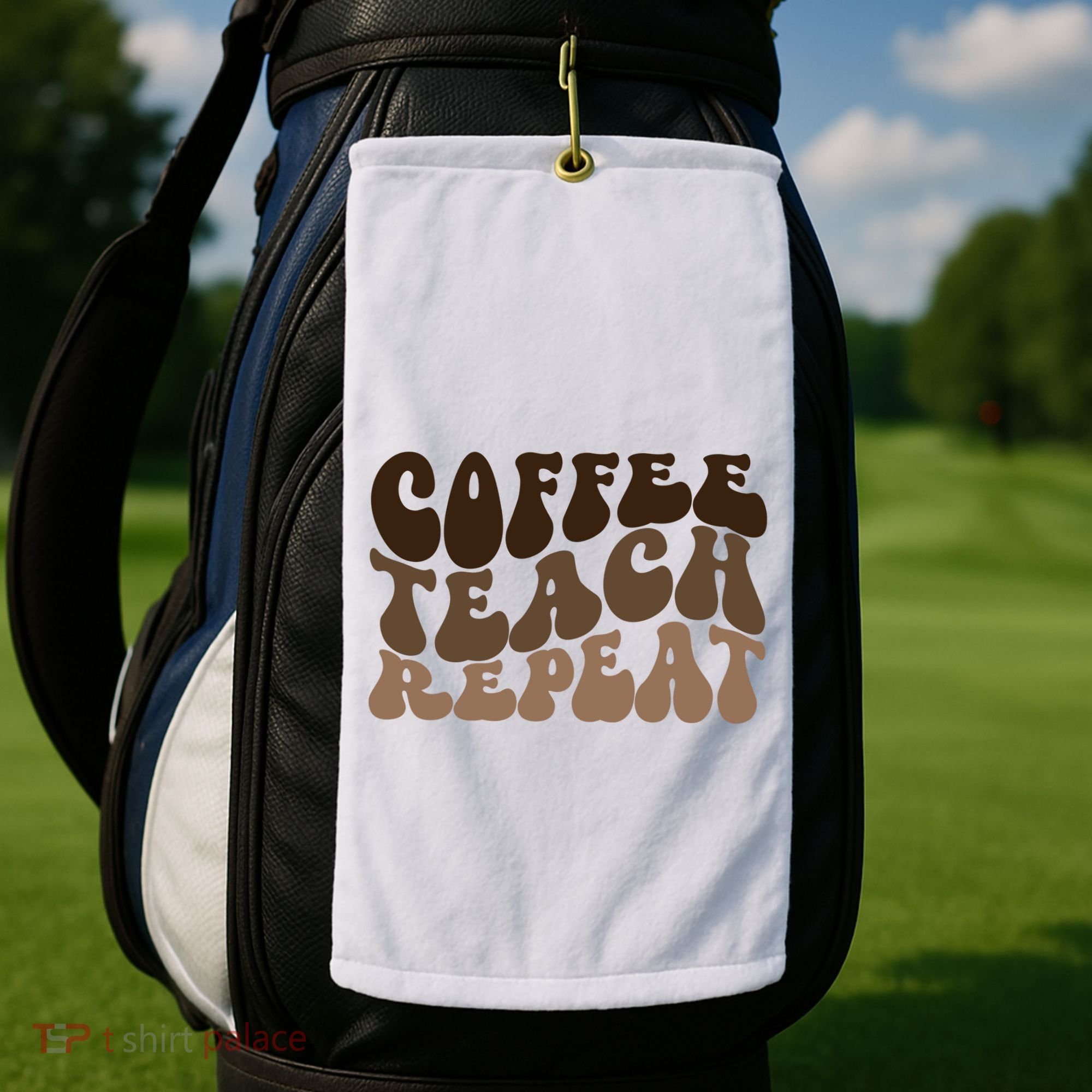 Coffee Teach Repeat Retro Teacher Gift Golf Towel