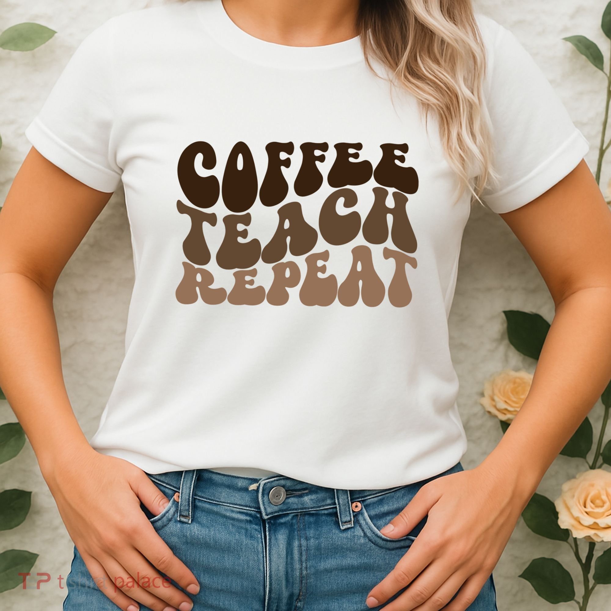 Coffee Teach Repeat Retro Teacher Gift Women's T-Shirt