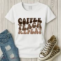 Coffee Teach Repeat Retro Teacher Gift Women's T-Shirt thumb 3