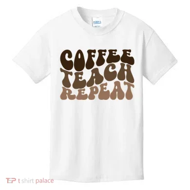 Coffee Teach Repeat Retro Teacher Gift Kids T-Shirt