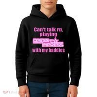 CanT Talk Rn Playing Dress To Impress With My Baddies Kids Hoodie thumb 4