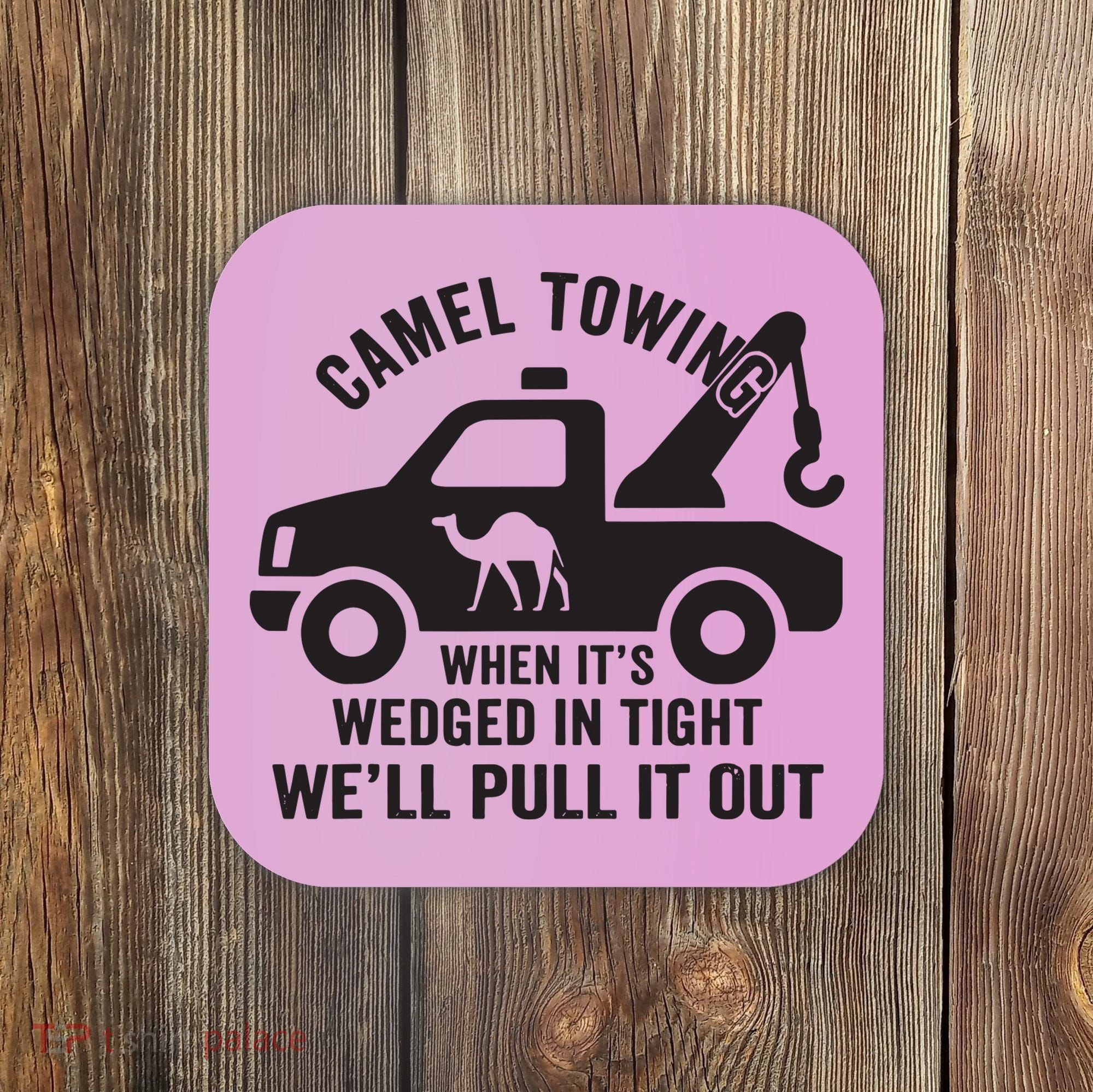 Camel Towing Retro Adult Humor Saying Funny Halloween Gift Coaster