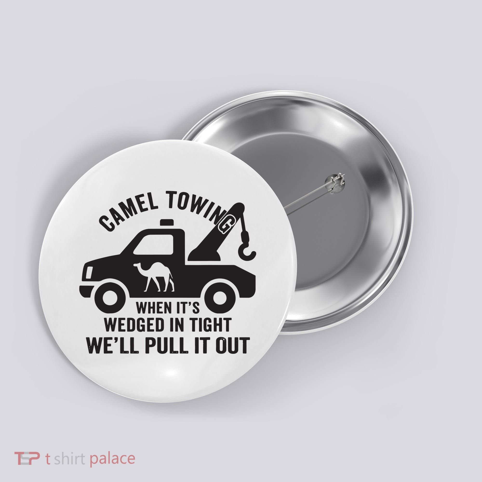Camel Towing Retro Adult Humor Saying Funny Halloween Gift Button