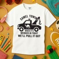 Camel Towing Retro Adult Humor Saying Funny Halloween Gift Kids T-Shirt thumb 3