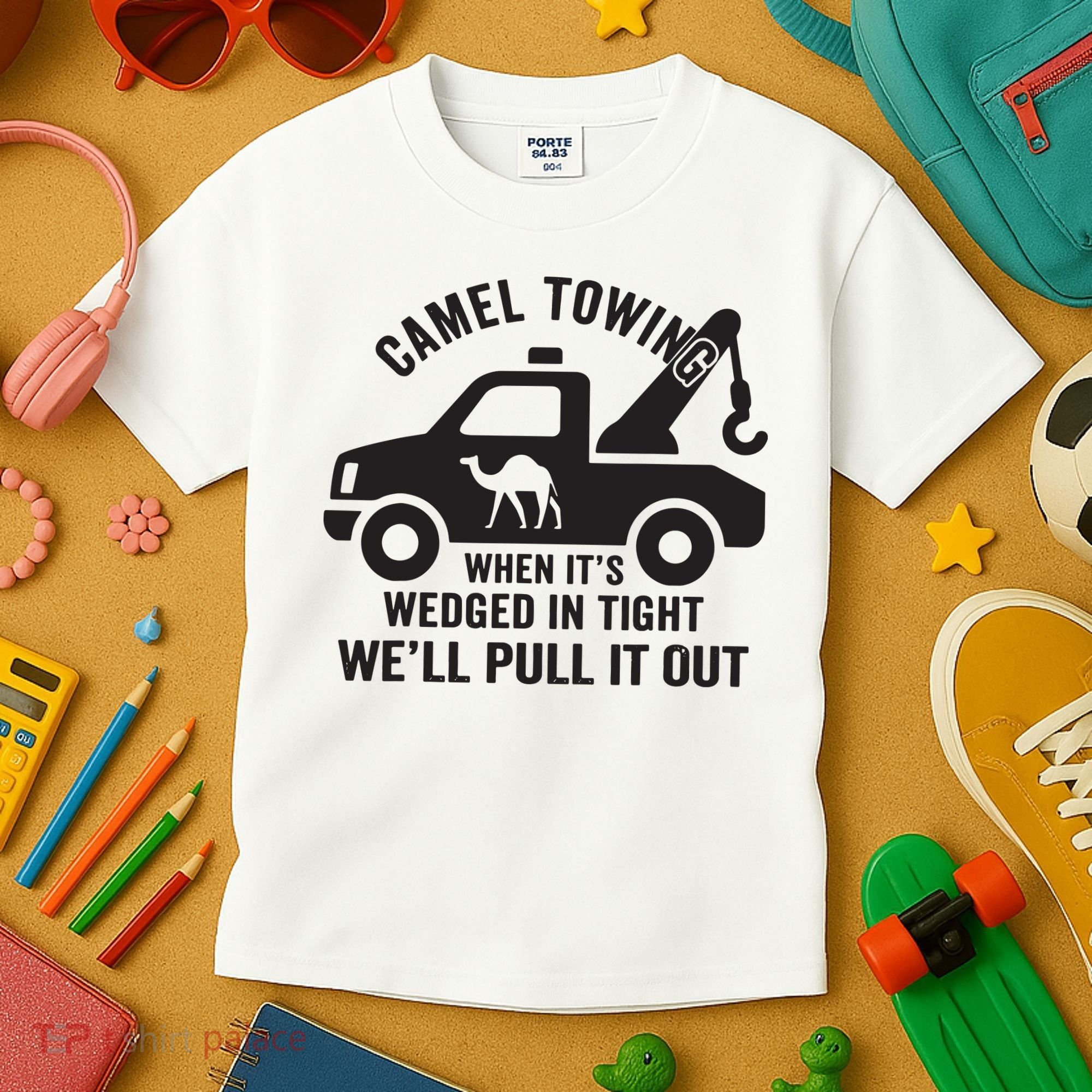 Camel Towing Retro Adult Humor Saying Funny Halloween Gift Kids T-Shirt
