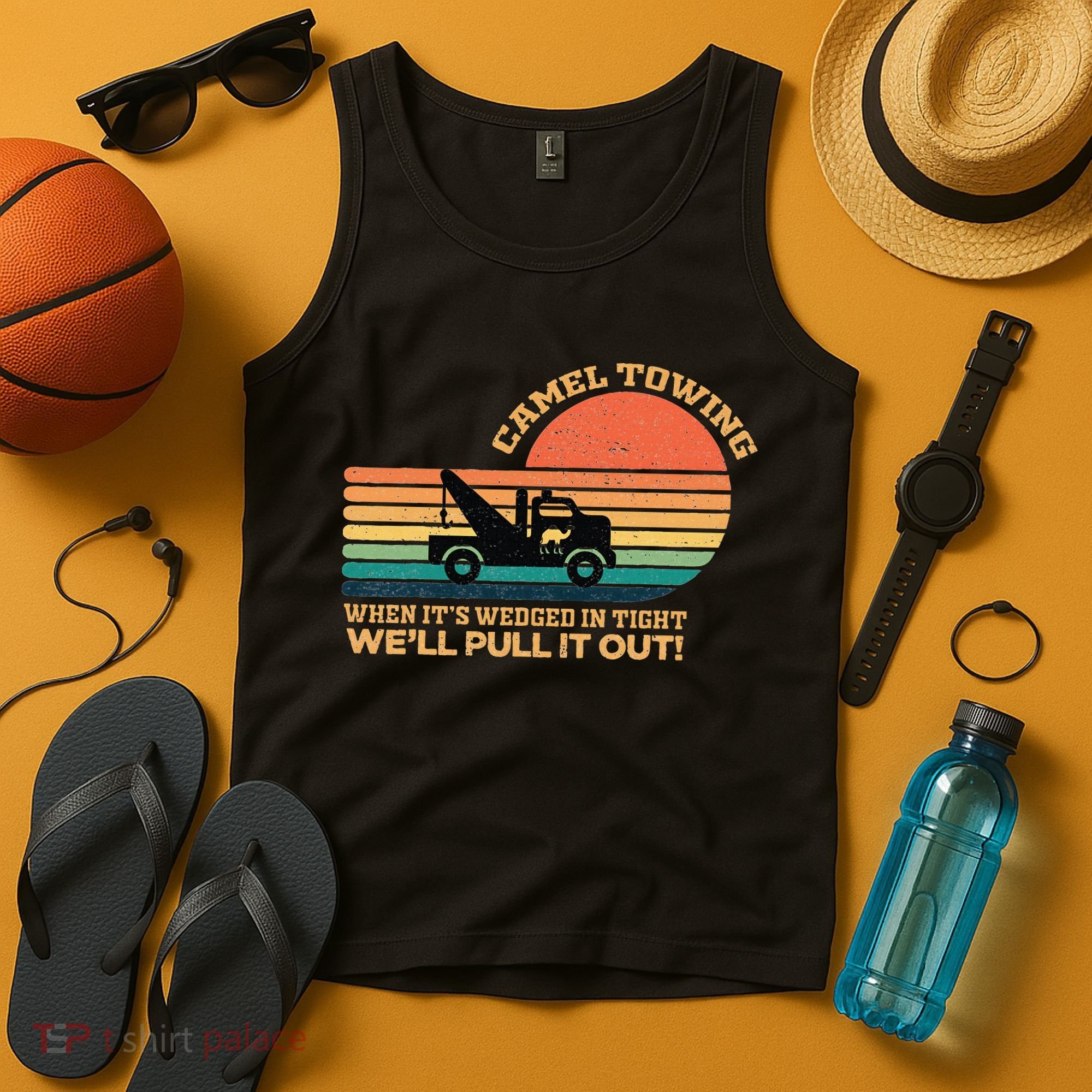 Camel Towing Retro Adult Humor Saying Funny Tank Top