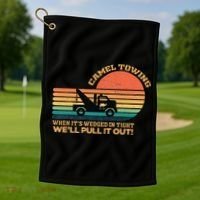 Camel Towing Retro Adult Humor Saying Funny Golf Towel thumb 1