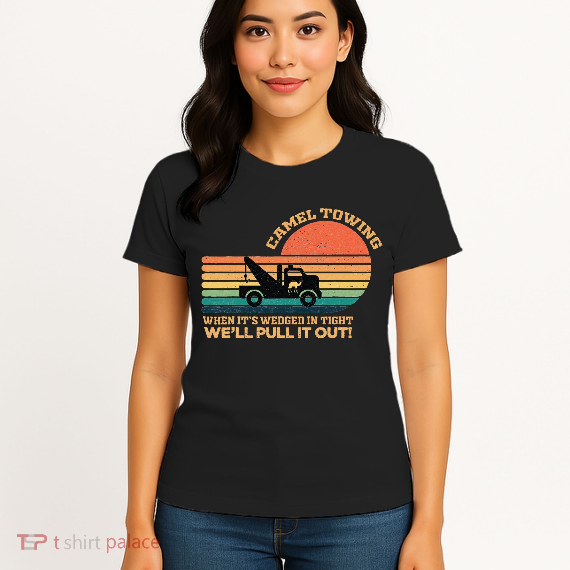 Camel Towing Retro Adult Humor Saying Funny Women's T-Shirt