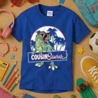 Cousinsaurus T Rex Dinosaur Cousin Saurus Boy Family Gift Kids T-Shirt thumb 3