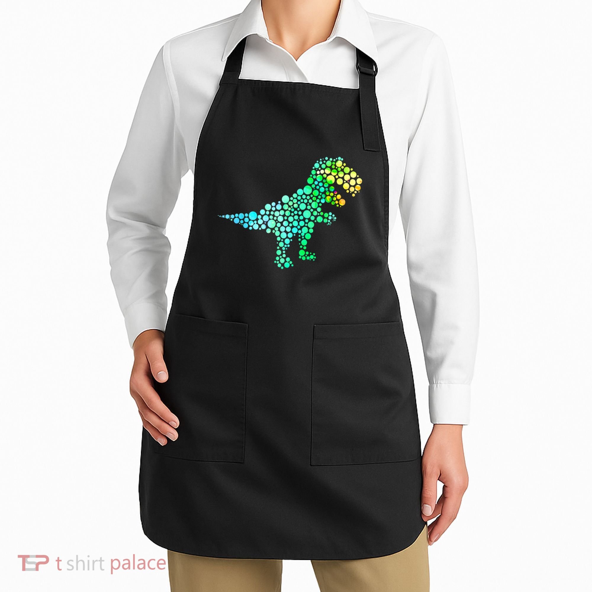 Cute T Rex Dinosaur Lover Polka Dot Pattern International Dot Day Gift Apron