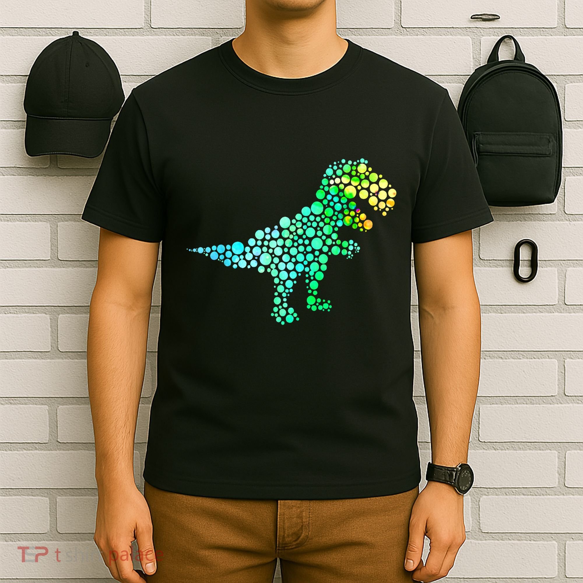 Cute T Rex Dinosaur Lover Polka Dot Pattern International Dot Day Gift T-Shirt