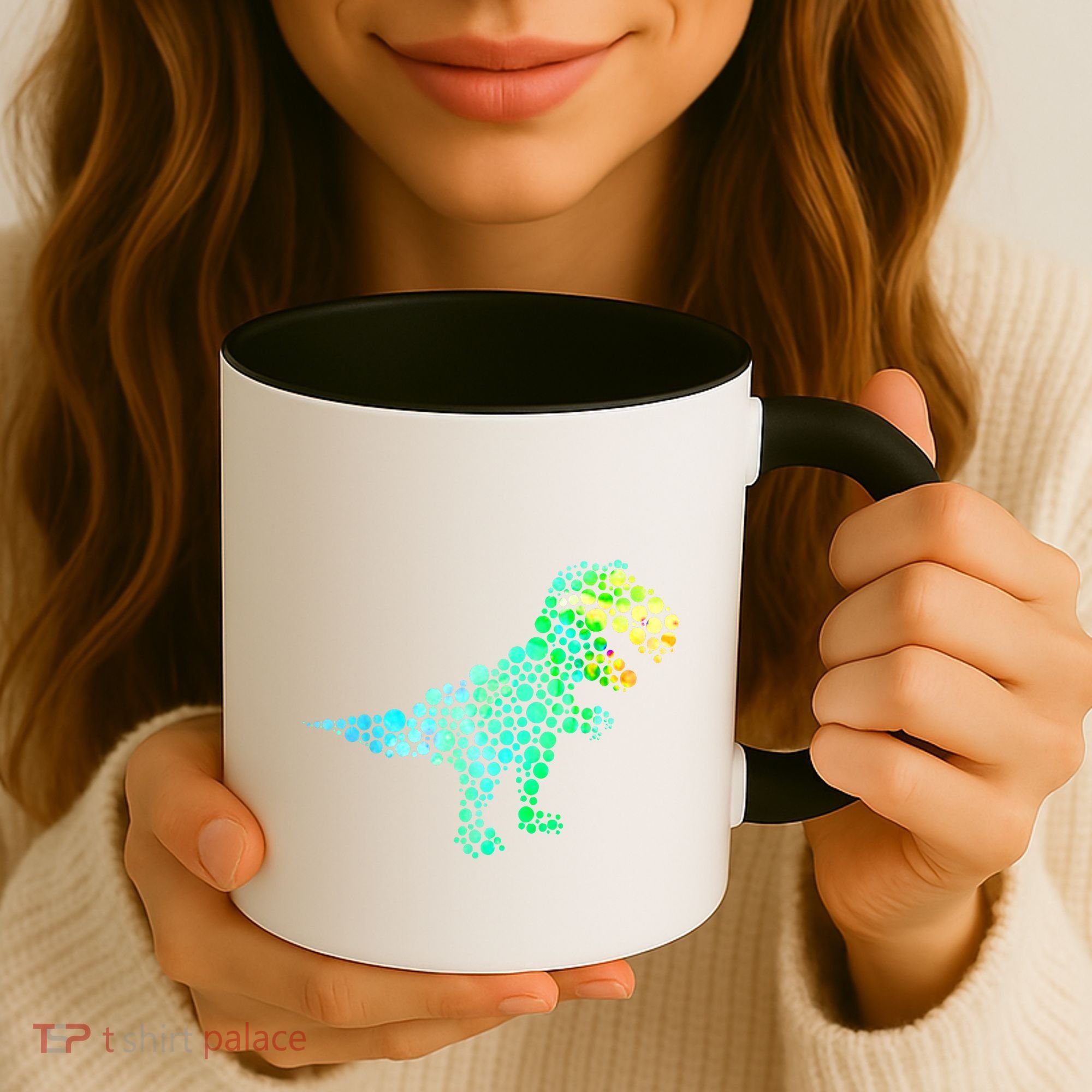 Cute T Rex Dinosaur Lover Polka Dot Pattern International Dot Day Gift Coffee Mug