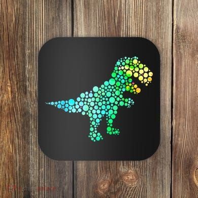 Cute T Rex Dinosaur Lover Polka Dot Pattern International Dot Day Gift Coaster