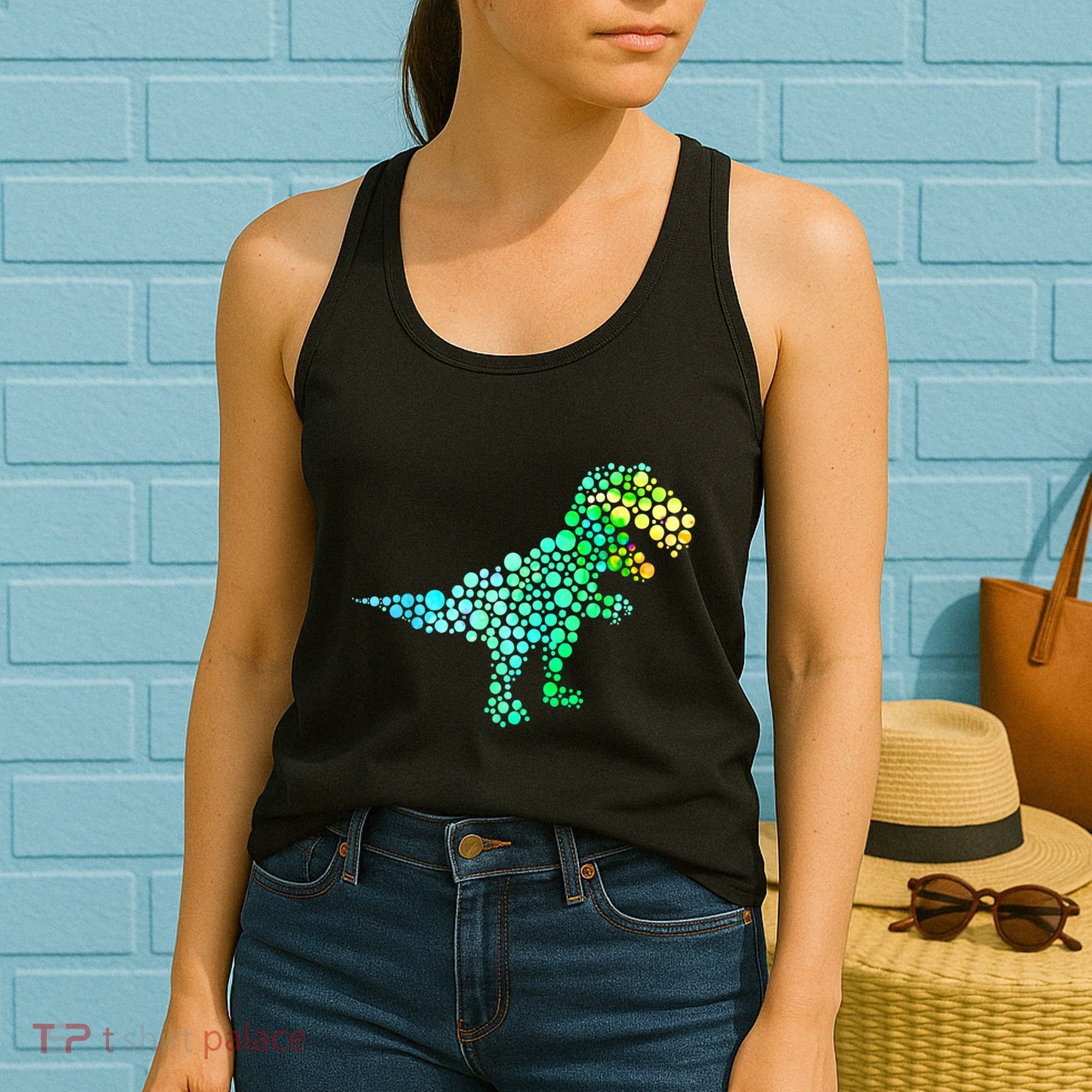 Cute T Rex Dinosaur Lover Polka Dot Pattern International Dot Day Gift Women's Tank Top