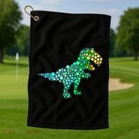 Cute T Rex Dinosaur Lover Polka Dot Pattern International Dot Day Gift Golf Towel thumb 1