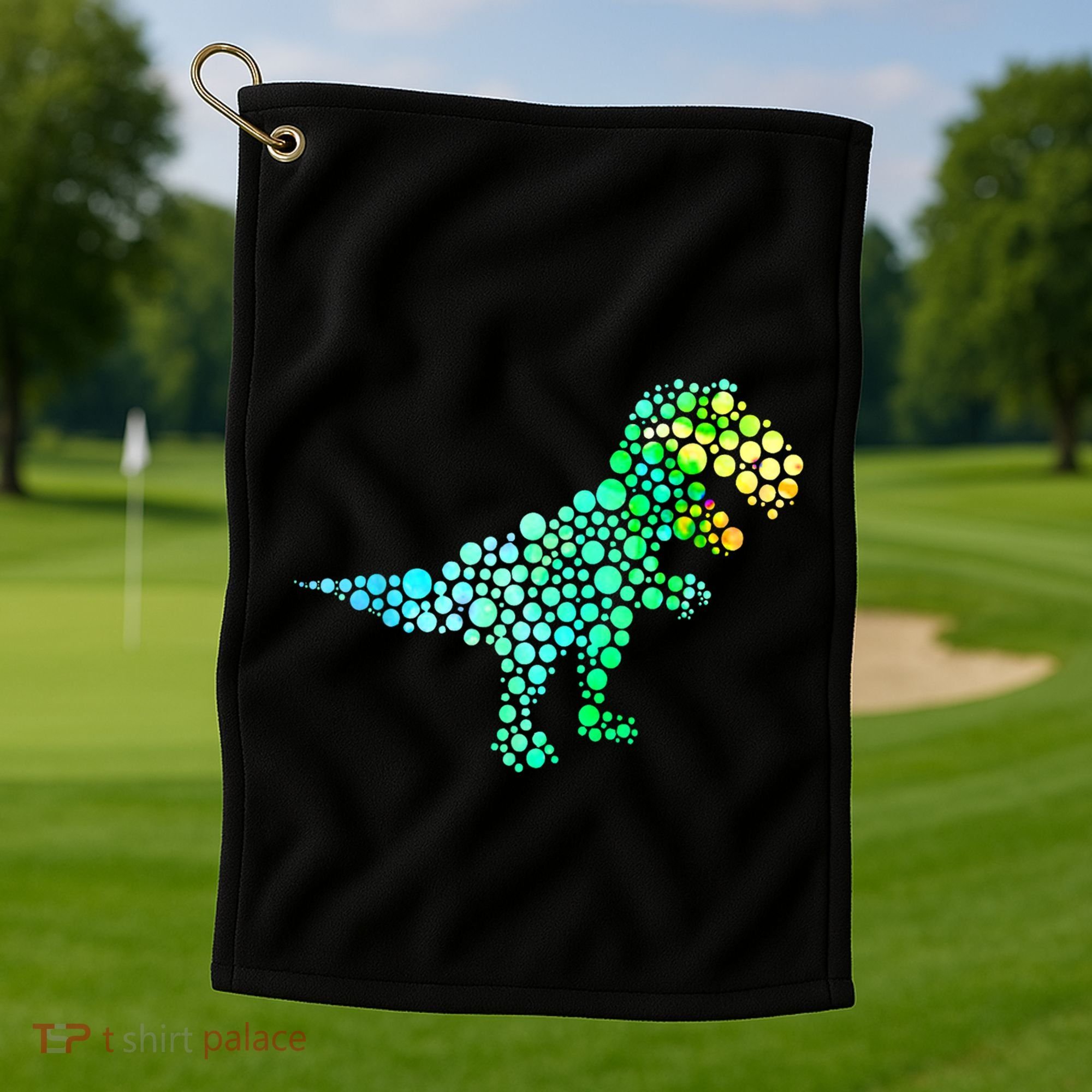 Cute T Rex Dinosaur Lover Polka Dot Pattern International Dot Day Gift Golf Towel