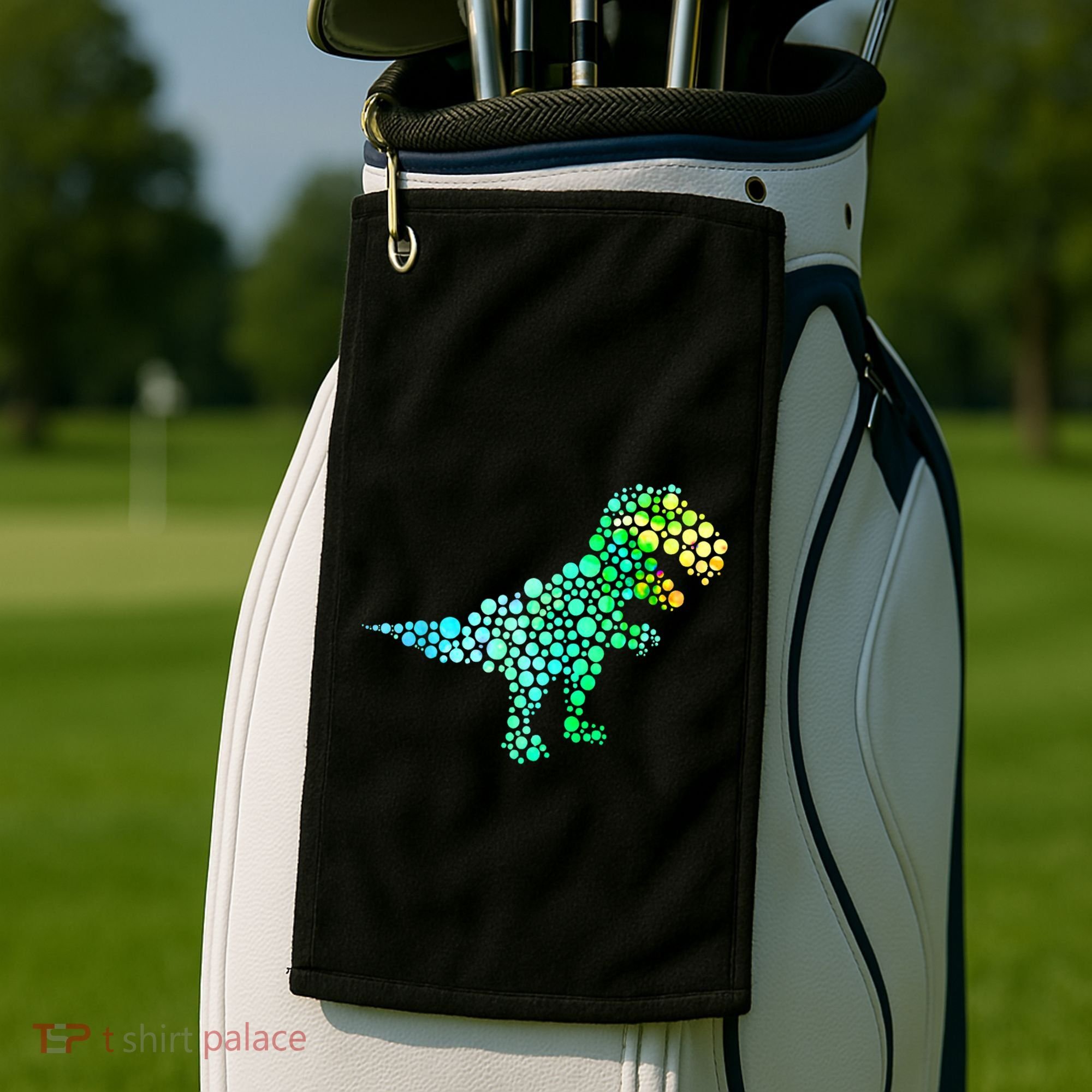 Cute T Rex Dinosaur Lover Polka Dot Pattern International Dot Day Gift Golf Towel