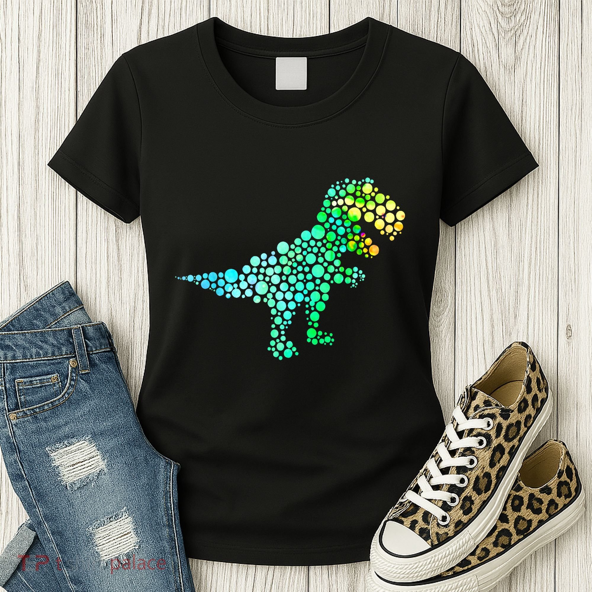 Cute T Rex Dinosaur Lover Polka Dot Pattern International Dot Day Gift Women's T-Shirt