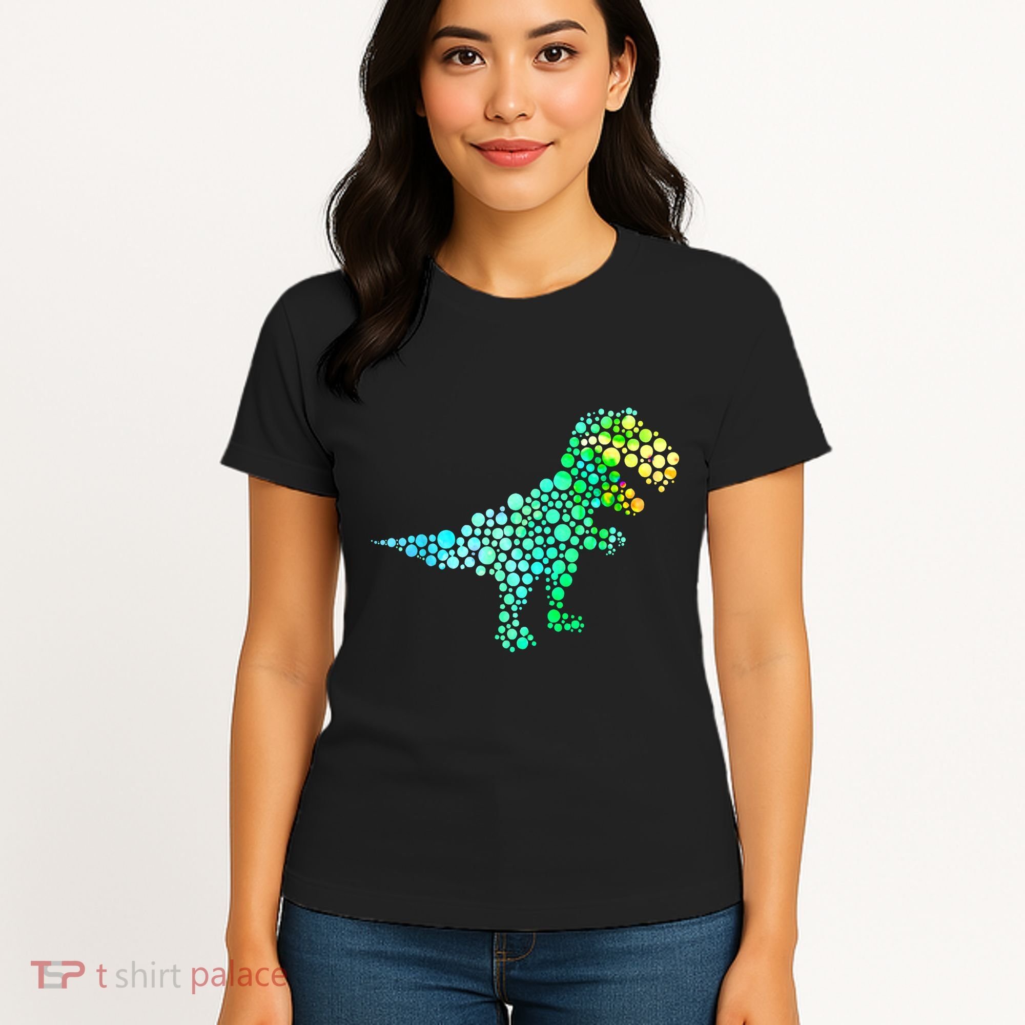 Cute T Rex Dinosaur Lover Polka Dot Pattern International Dot Day Gift Women's T-Shirt