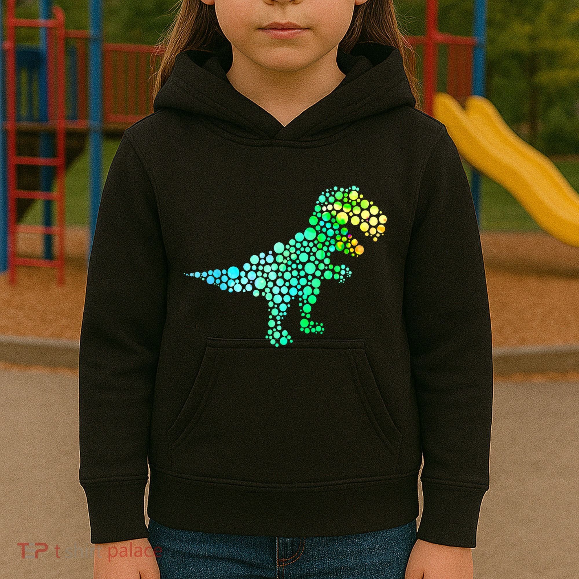 Cute T Rex Dinosaur Lover Polka Dot Pattern International Dot Day Gift Kids Hoodie