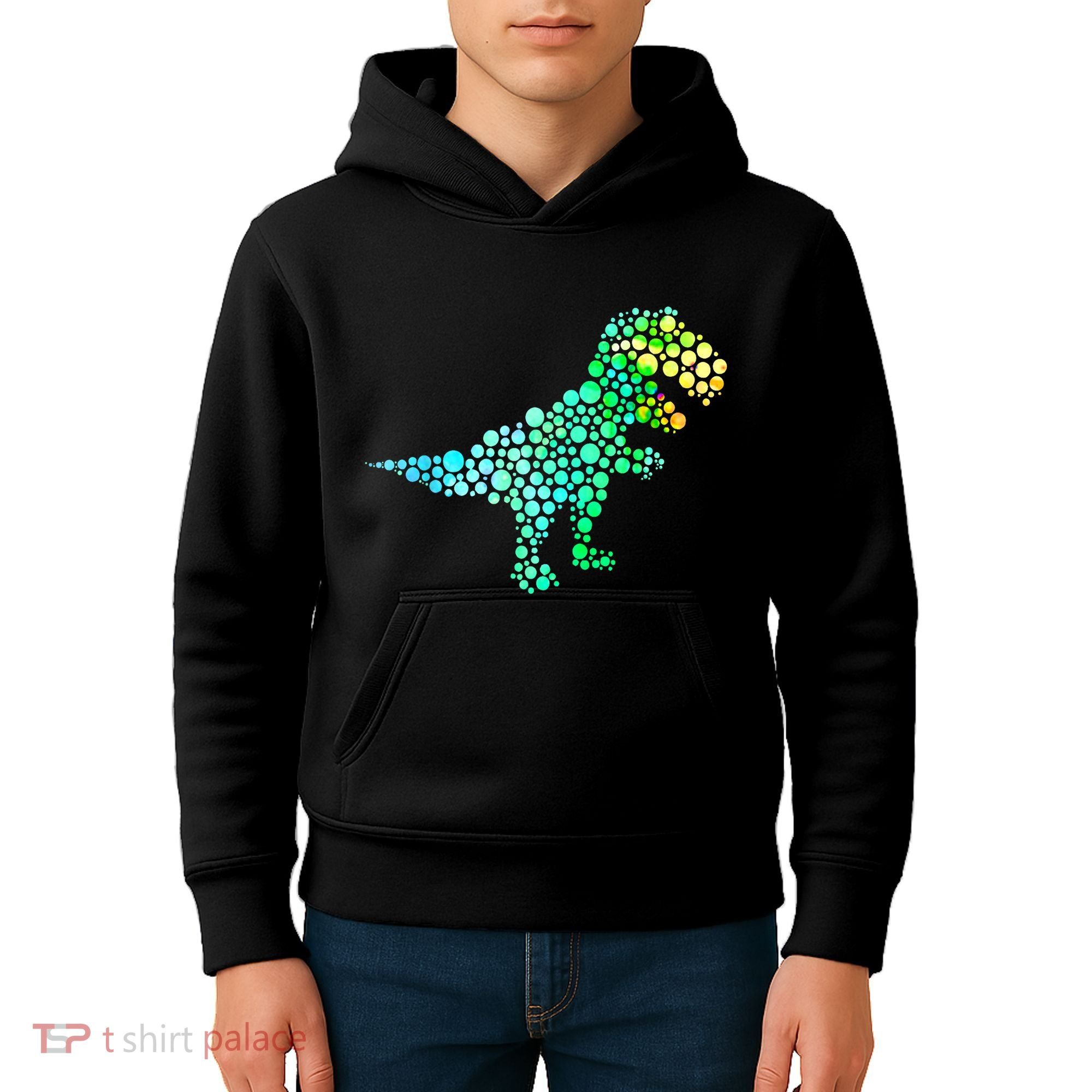 Cute T Rex Dinosaur Lover Polka Dot Pattern International Dot Day Gift Kids Hoodie