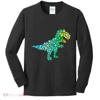 Cute T Rex Dinosaur Lover Polka Dot Pattern International Dot Day Gift Kids Long Sleeve Shirt thumb 0