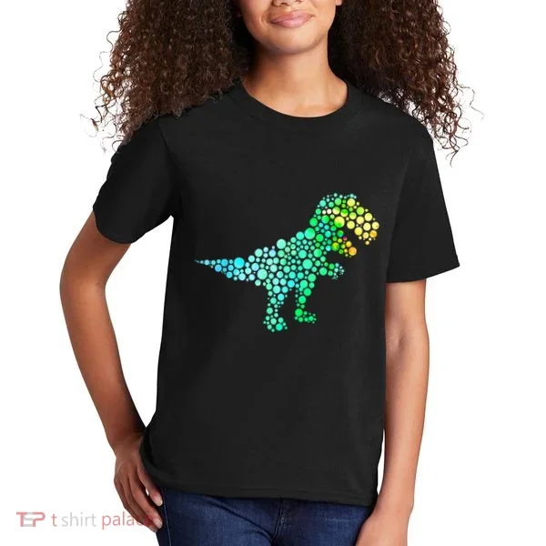 Cute T Rex Dinosaur Lover Polka Dot Pattern International Dot Day Gift Kids T-Shirt