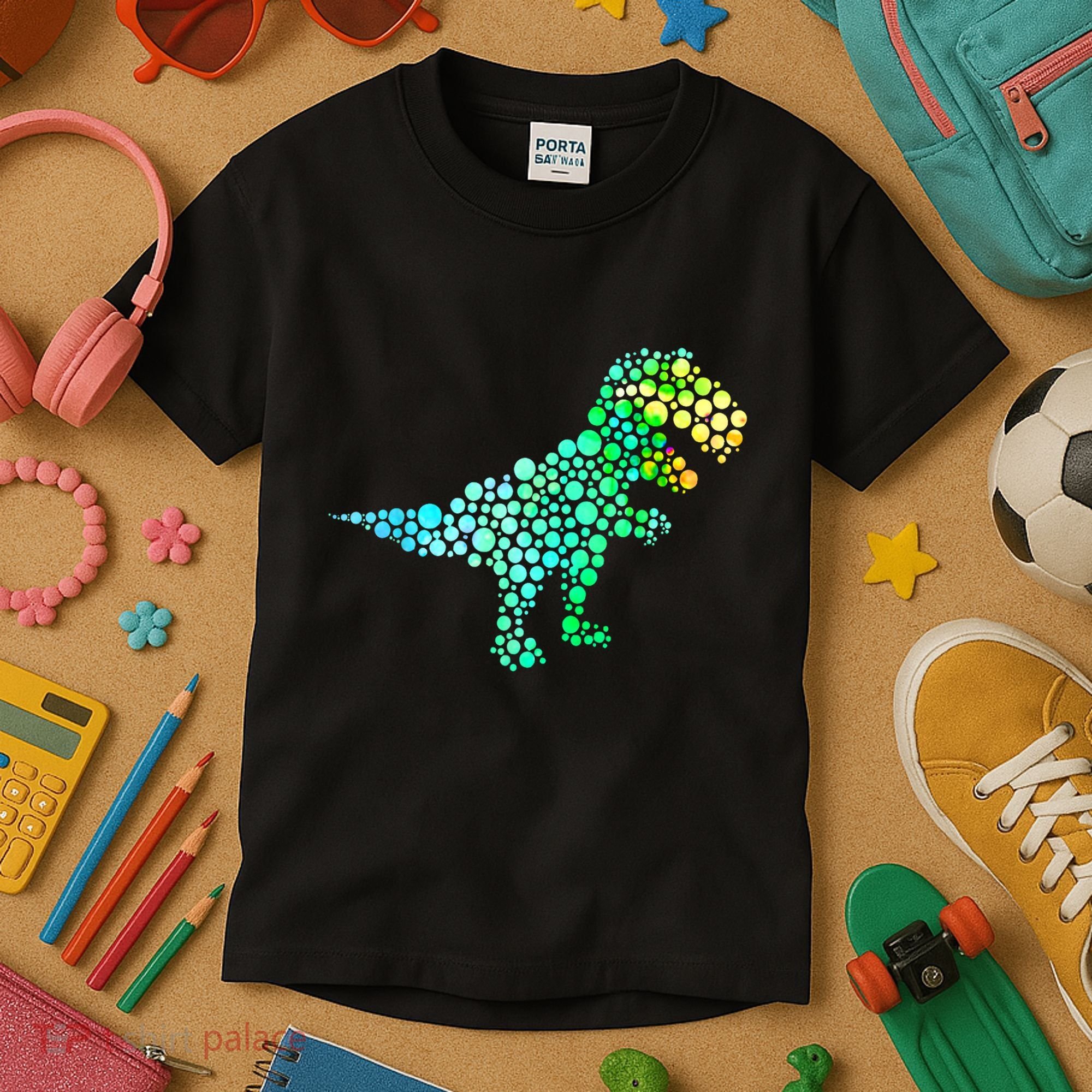 Cute T Rex Dinosaur Lover Polka Dot Pattern International Dot Day Gift Kids T-Shirt