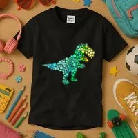 Cute T Rex Dinosaur Lover Polka Dot Pattern International Dot Day Gift Kids T-Shirt thumb 3