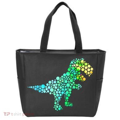 Cute T Rex Dinosaur Lover Polka Dot Pattern International Dot Day Gift Tote Bag
