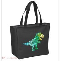 Cute T Rex Dinosaur Lover Polka Dot Pattern International Dot Day Gift Tote Bag thumb 2