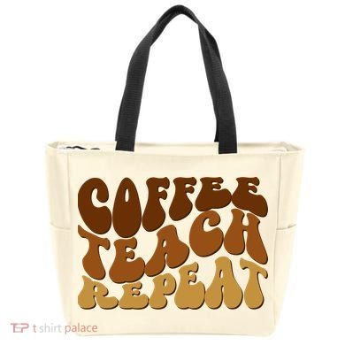 Coffee Teach Repeat Retro Gift For Teacher Tote Bag