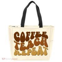 Coffee Teach Repeat Retro Gift For Teacher Tote Bag thumb 0