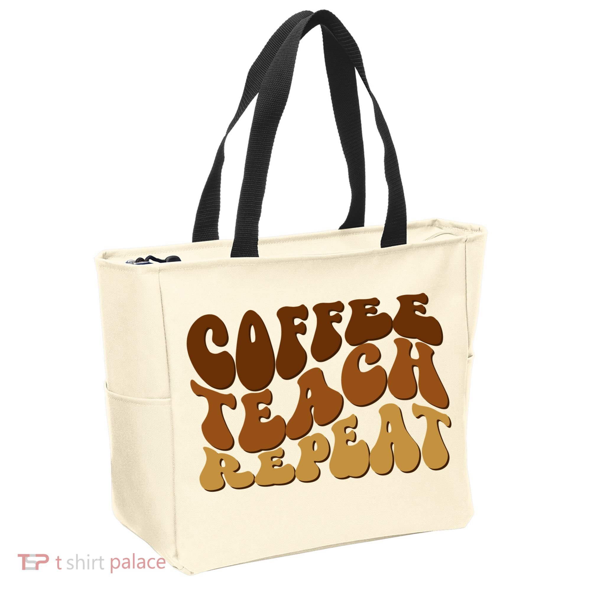 Coffee Teach Repeat Retro Gift For Teacher Tote Bag