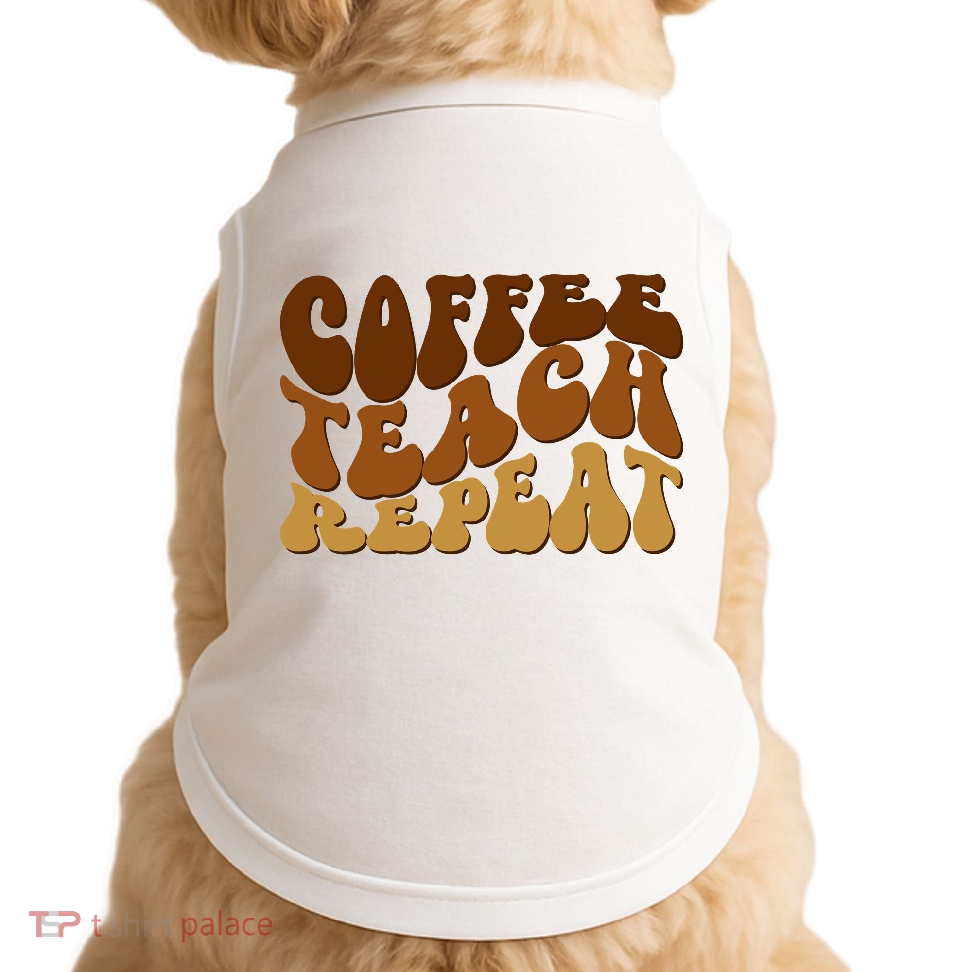 Coffee Teach Repeat Retro Gift For Teacher Doggie Tank