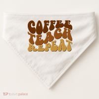 Coffee Teach Repeat Retro Gift For Teacher USA-Made Doggie Bandana thumb 0