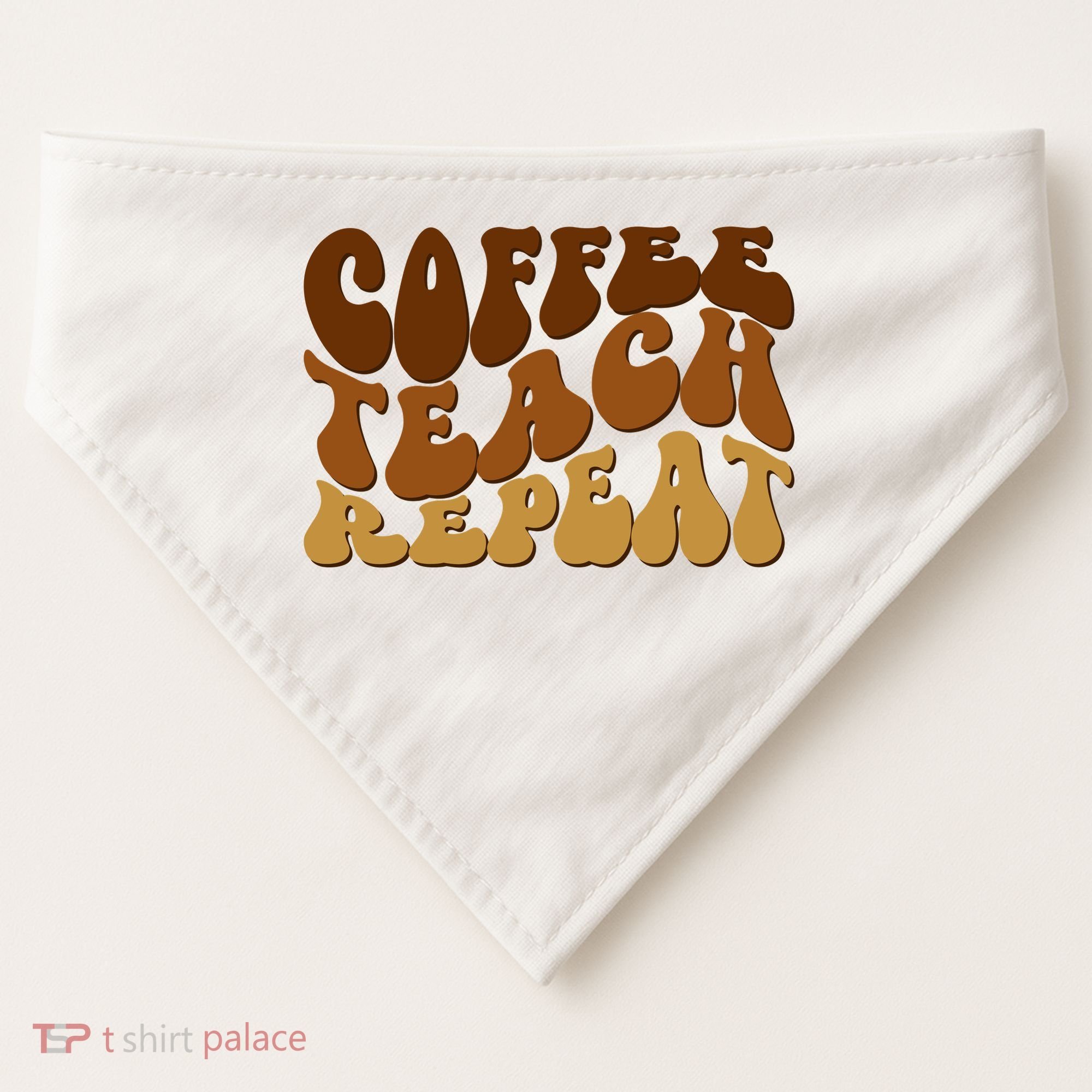 Coffee Teach Repeat Retro Gift For Teacher USA-Made Doggie Bandana