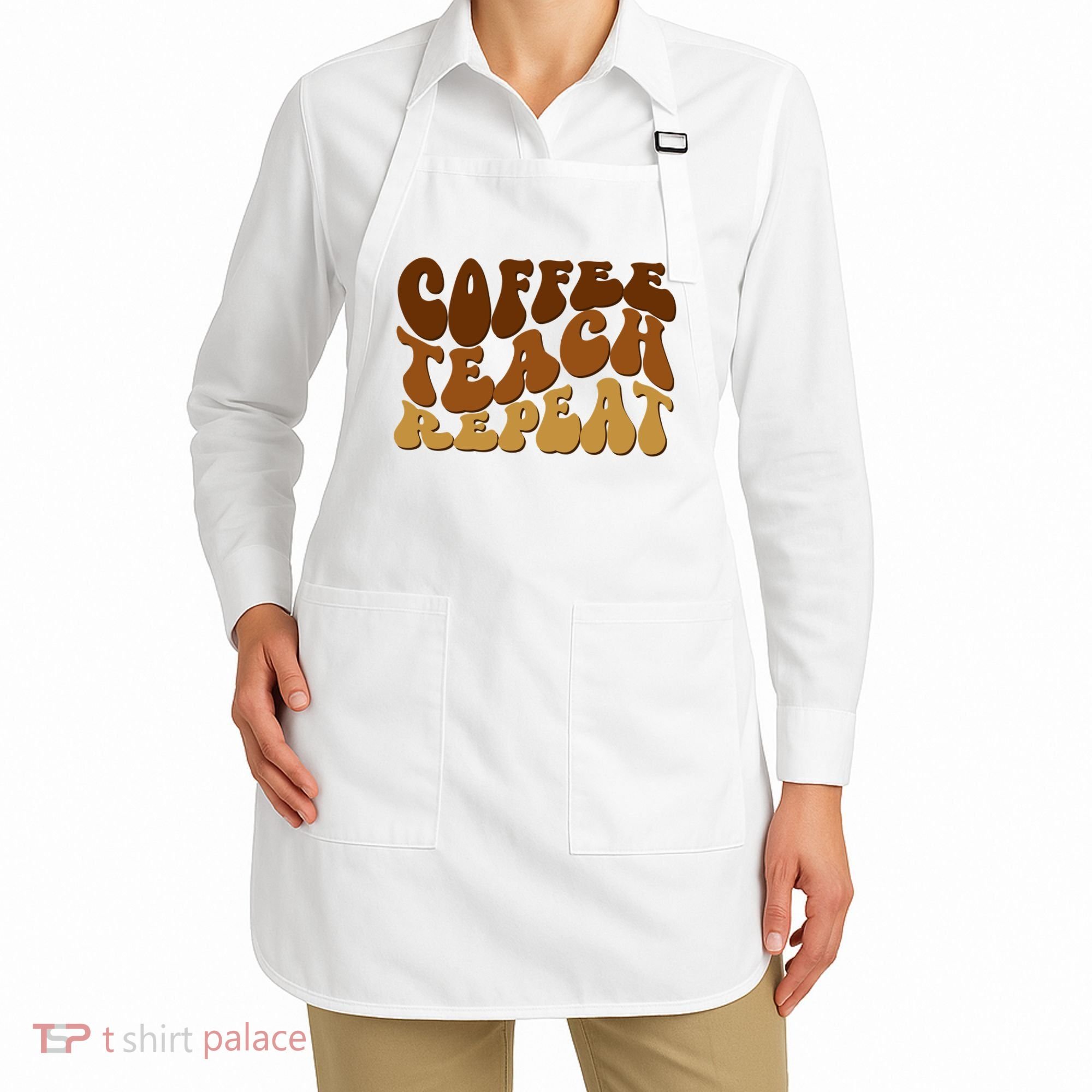 Coffee Teach Repeat Retro Gift For Teacher Apron