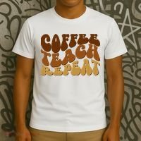 Coffee Teach Repeat Retro Gift For Teacher T-Shirt thumb 3