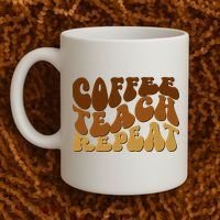 Coffee Teach Repeat Retro Gift For Teacher Coffee Mug thumb 2